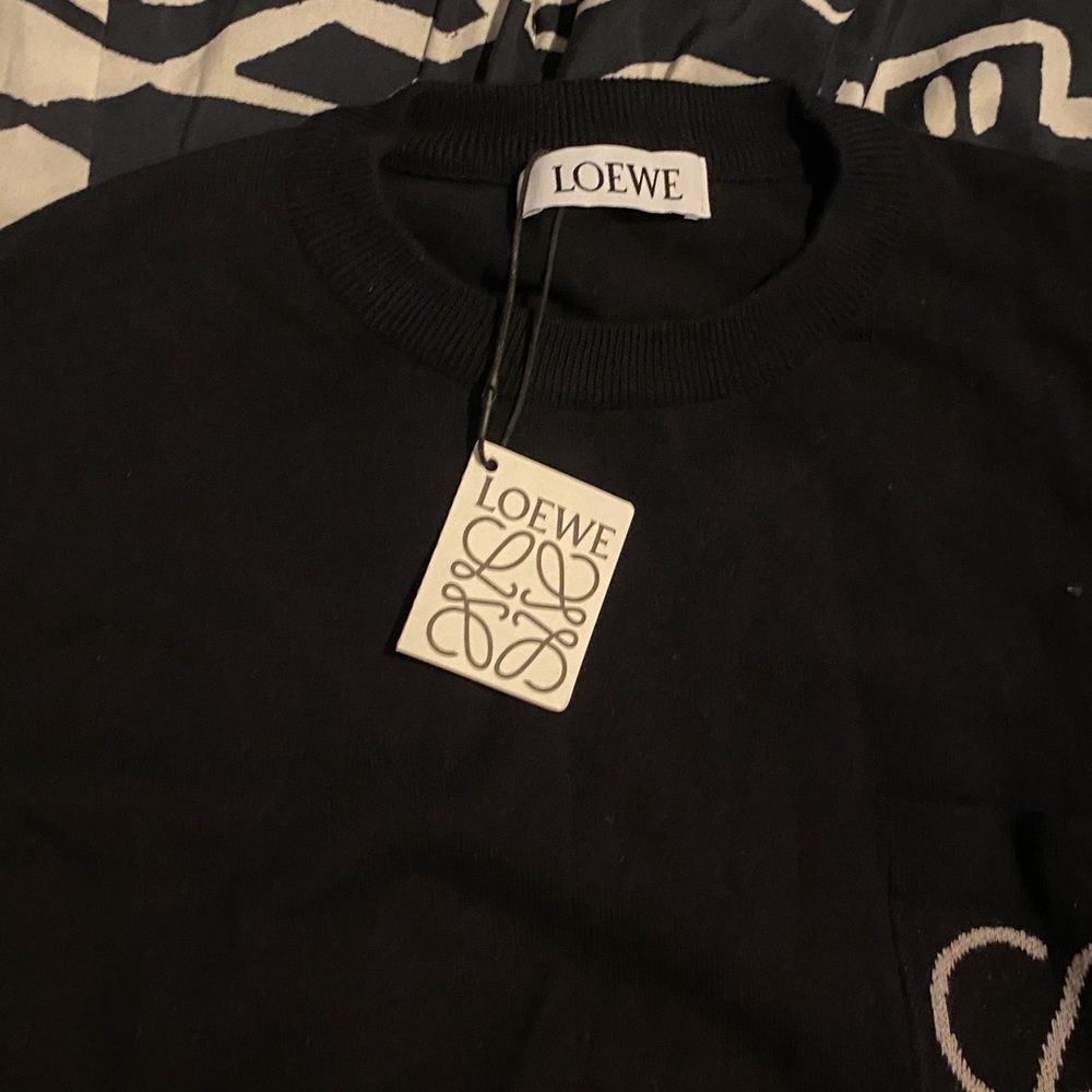 Loewe Black Short Sleeve Tee with White Embroidery - Picture 2 of 4